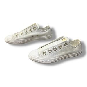 Converse Chuck Taylor All Star Slip-On White Tumbled Leather Gold 561879C Mens 5